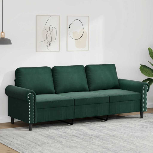 Canapea cu 3 locuri, verde închis, 180 cm, catifea - WALTI WALTI