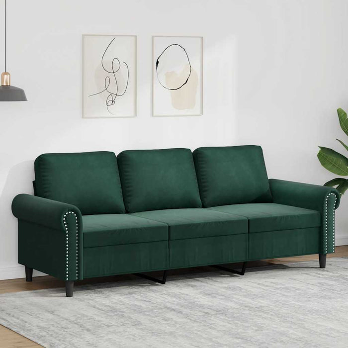 Canapea cu 3 locuri, verde închis, 180 cm, catifea - WALTI WALTI