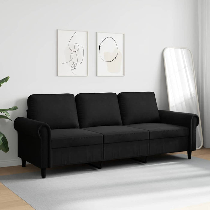 Canapea cu 3 locuri, Negru, 180 cm, catifea - WALTI WALTI