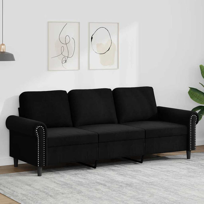 Canapea cu 3 locuri, Negru, 180 cm, catifea - WALTI WALTI