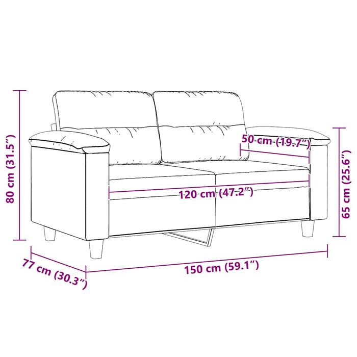 Canapea cu 2 locuri, negru, 120 cm, țesătură microfibră - WALTI WALTI