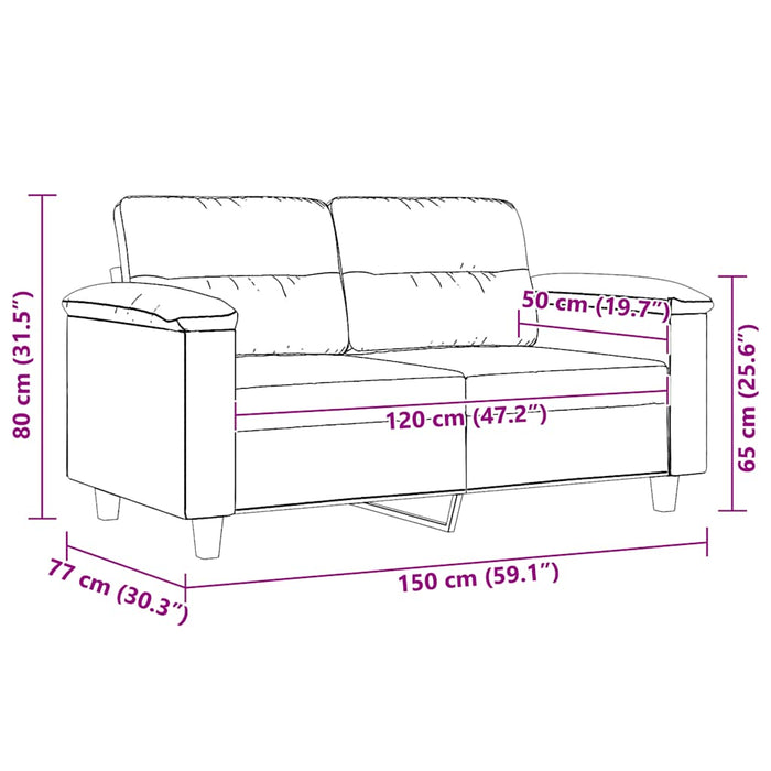 Canapea cu 2 locuri, bej, 120 cm, țesătură microfibră WALTI