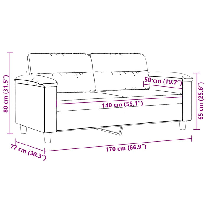 Canapea cu 2 locuri, negru, 140 cm, țesătură microfibră - WALTI WALTI