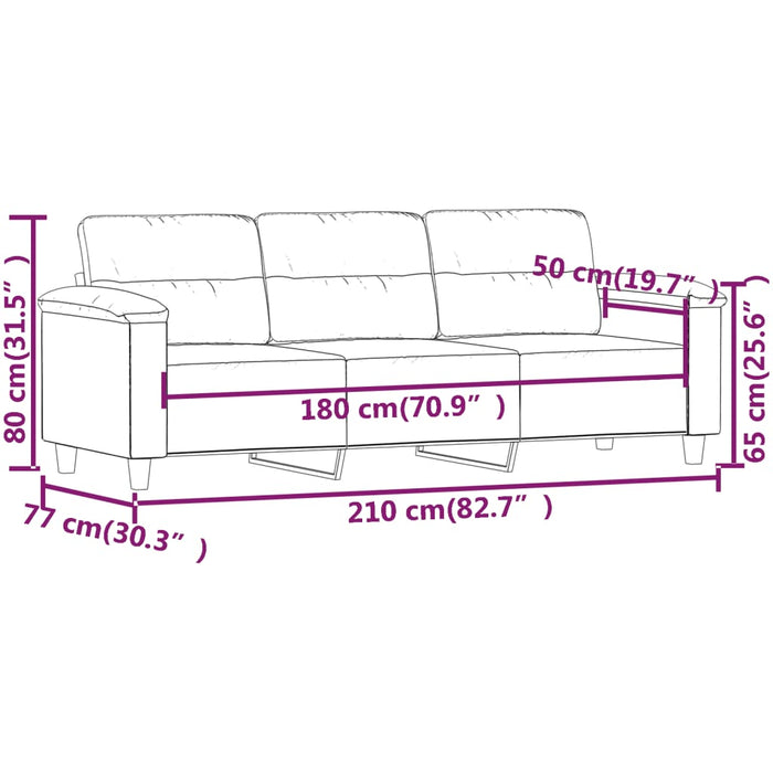 Canapea cu 3 locuri, gri taupe, 180 cm, țesătură microfibră - WALTI WALTI