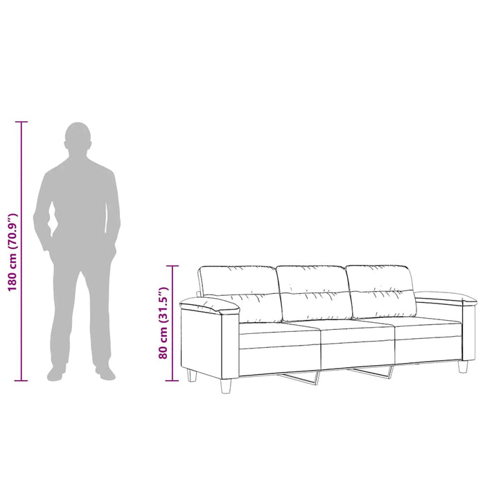 Canapea cu 3 locuri, gri închis, 180 cm, țesătură microfibră WALTI