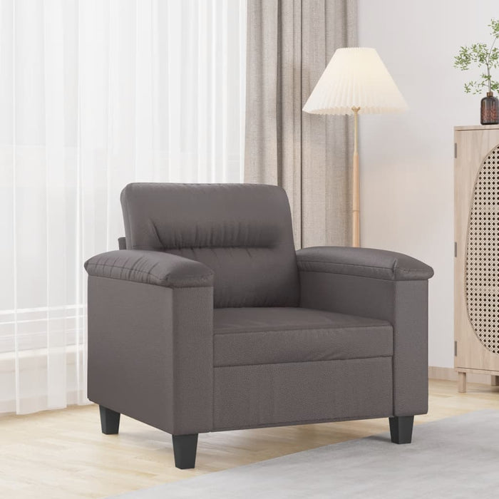 Canapea de o persoană, gri, 60 cm, piele ecologică - WALTI WALTI