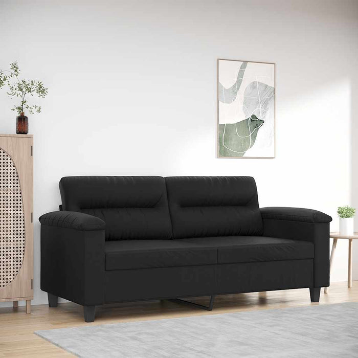 Canapea cu 2 locuri, negru, 140 cm, piele ecologică WALTI