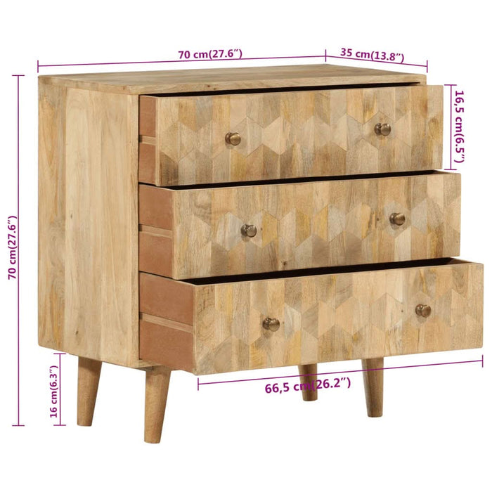 Dulap cu sertar, 70x35x70 cm, lemn masiv de mango - WALTI WALTI