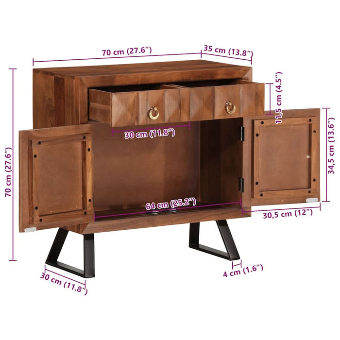 Dulap cu sertar maro miere 70x35x70 cm lemn masiv de salcâm - WALTI WALTI