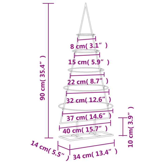 Brad de Crăciun din metal pentru decor, negru, 90 cm - WALTI WALTI