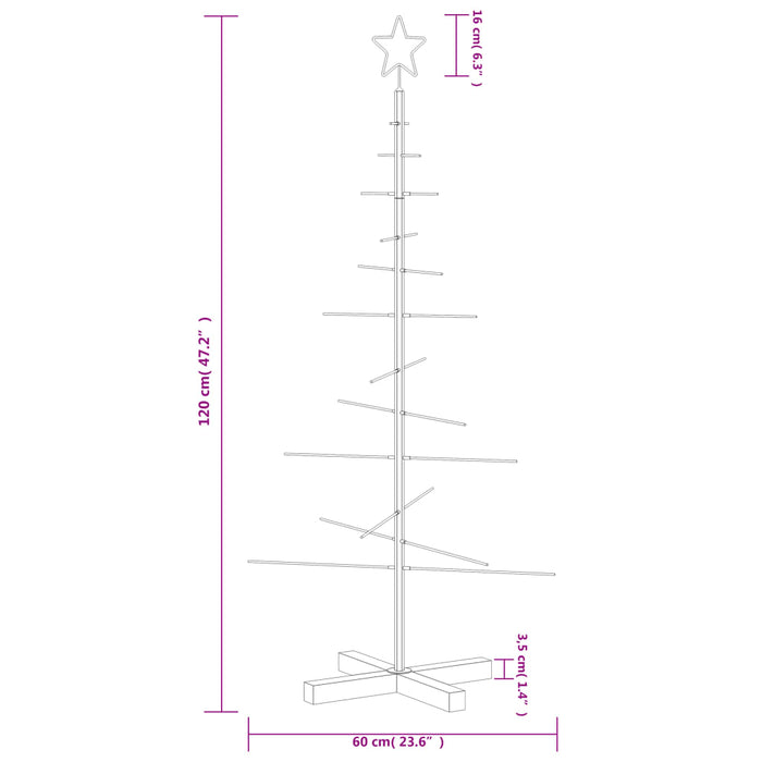 Brad de Crăciun din metal cu bază din lemn, negru, 120 cm - WALTI WALTI