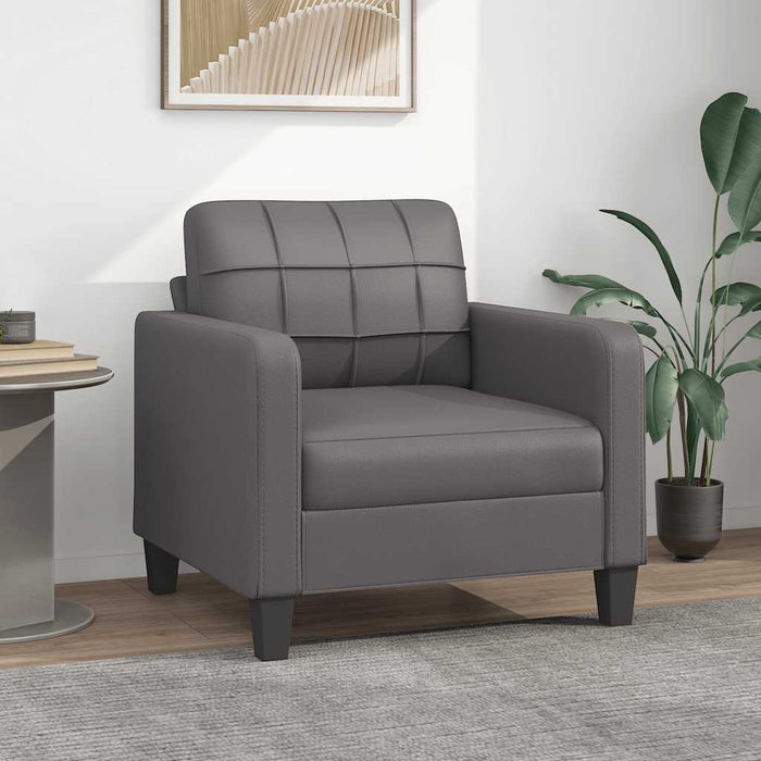 Canapea de o persoană, gri, 60 cm, piele ecologică WALTI