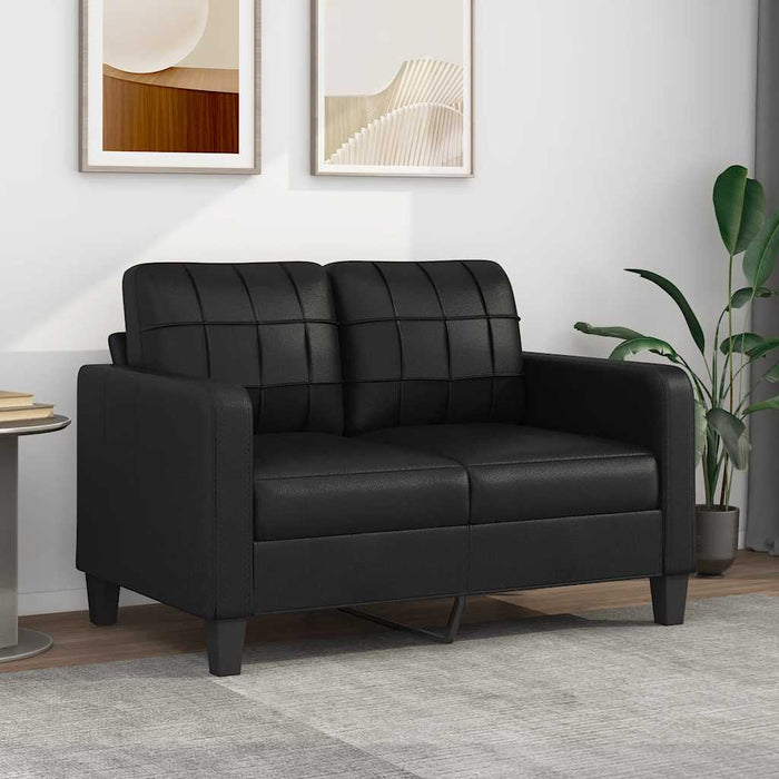 Canapea cu 2 locuri, negru, 120 cm, piele ecologică WALTI