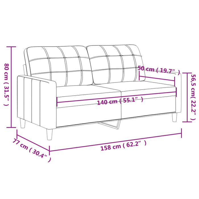 Canapea cu 2 locuri, roșu vin, 140 cm, piele ecologică - WALTI WALTI