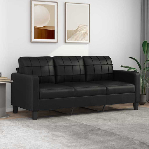 Canapea cu 3 locuri, negru, 180 cm, piele ecologică - WALTI WALTI