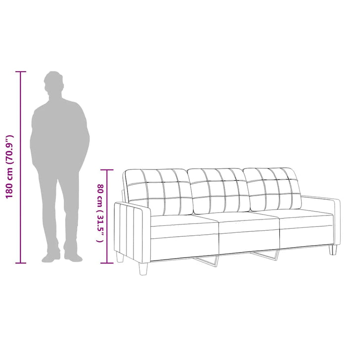 Canapea cu 3 locuri, crem, 180 cm, piele ecologică WALTI