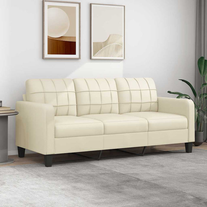 Canapea cu 3 locuri, crem, 180 cm, piele ecologică WALTI