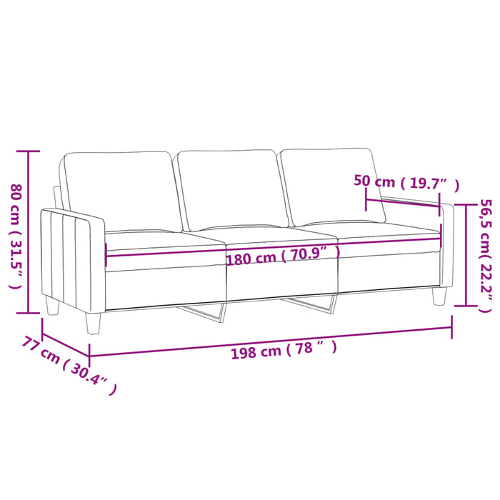 Canapea cu 3 locuri, gri, 180 cm, piele ecologică - WALTI WALTI