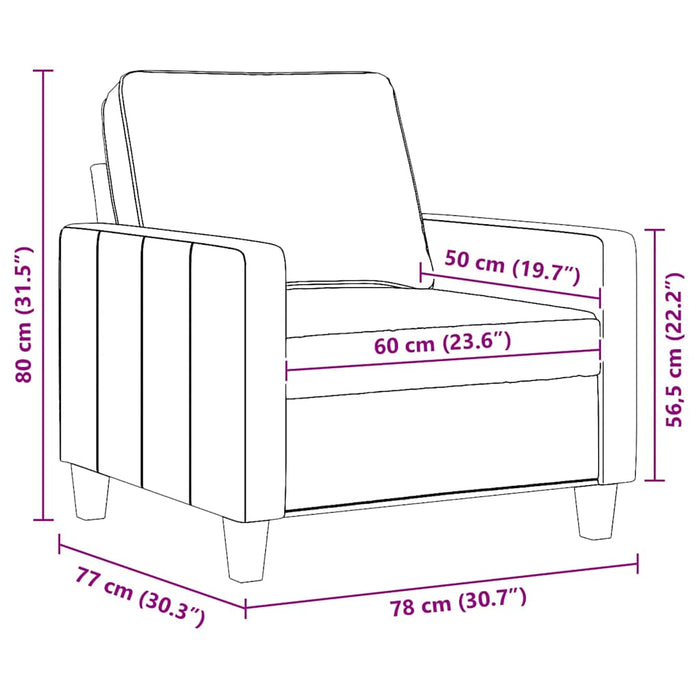 Fotoliu canapea, gri închis, 60 cm, material textil - WALTI WALTI