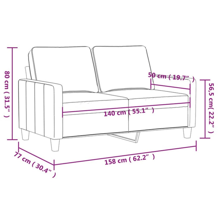 Canapea cu 2 locuri, maro, 140 cm, material textil - WALTI WALTI