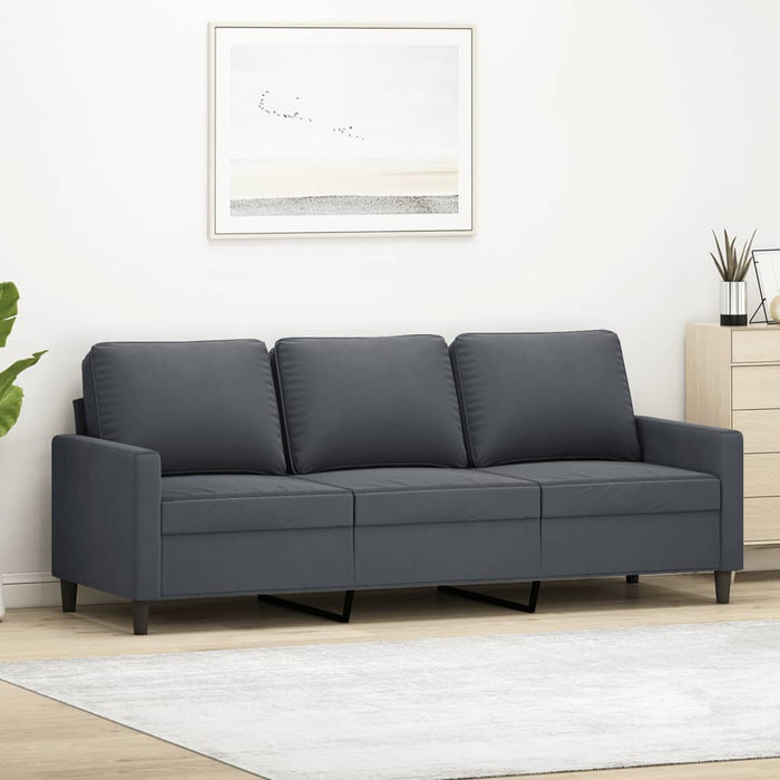 Canapea cu 3 locuri, gri închis, 180 cm, material catifea WALTI
