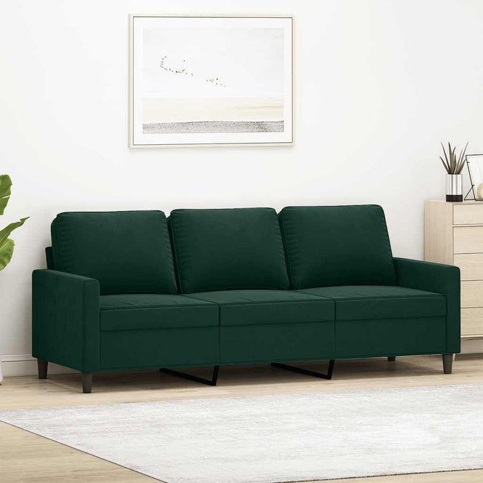 Canapea cu 3 locuri, verde închis, 180 cm, catifea - WALTI WALTI