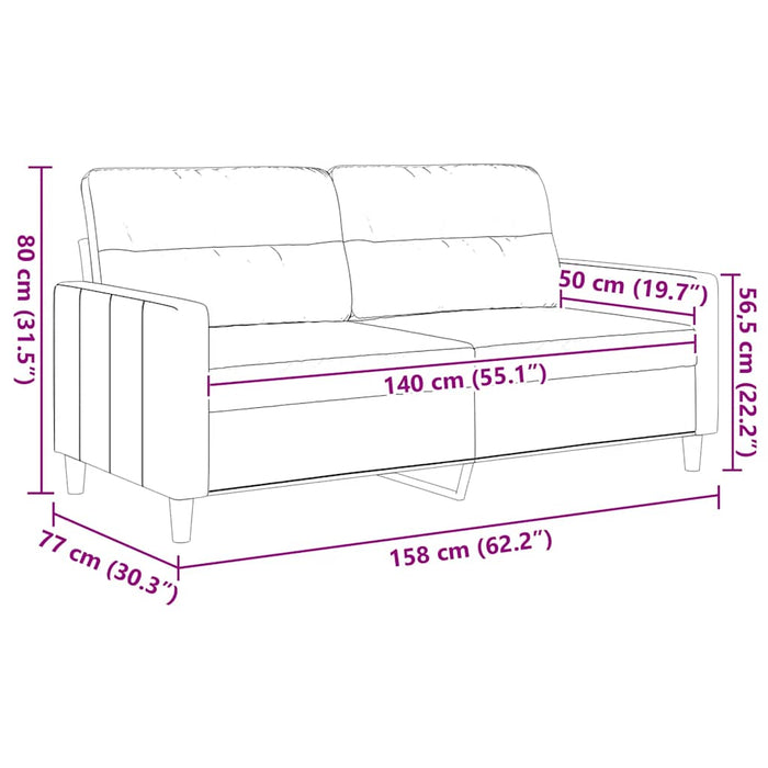 Canapea cu 2 locuri, gri deschis, 140 cm, material textil WALTI