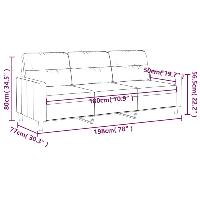 Canapea cu 3 locuri, maro, 180 cm, material textil - WALTI WALTI