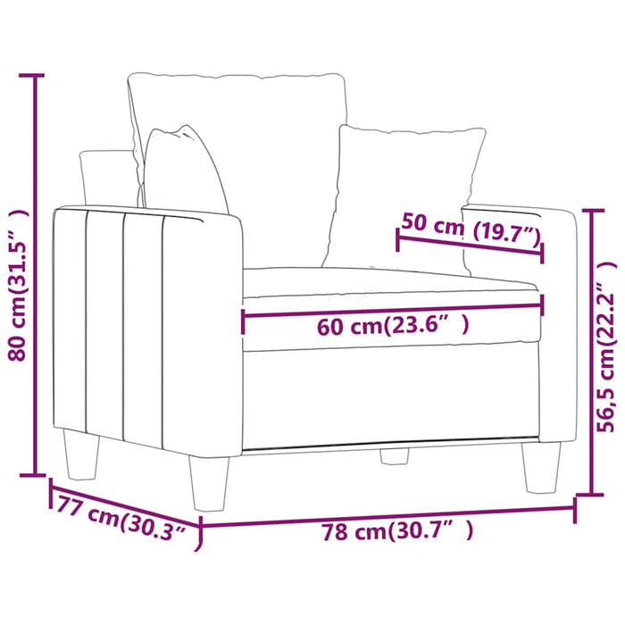 Fotoliu canapea, gri deschis, 60 cm, material textil WALTI
