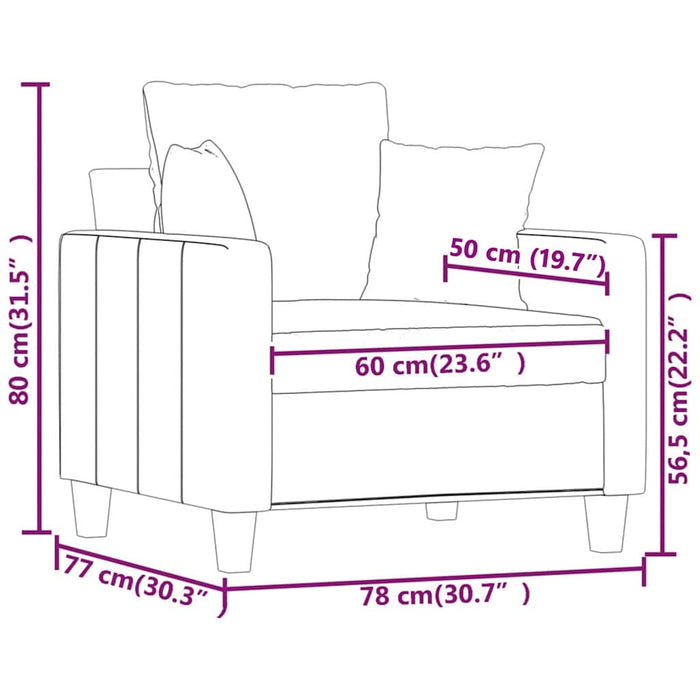 Fotoliu canapea, crem, 60 cm, material textil - WALTI WALTI