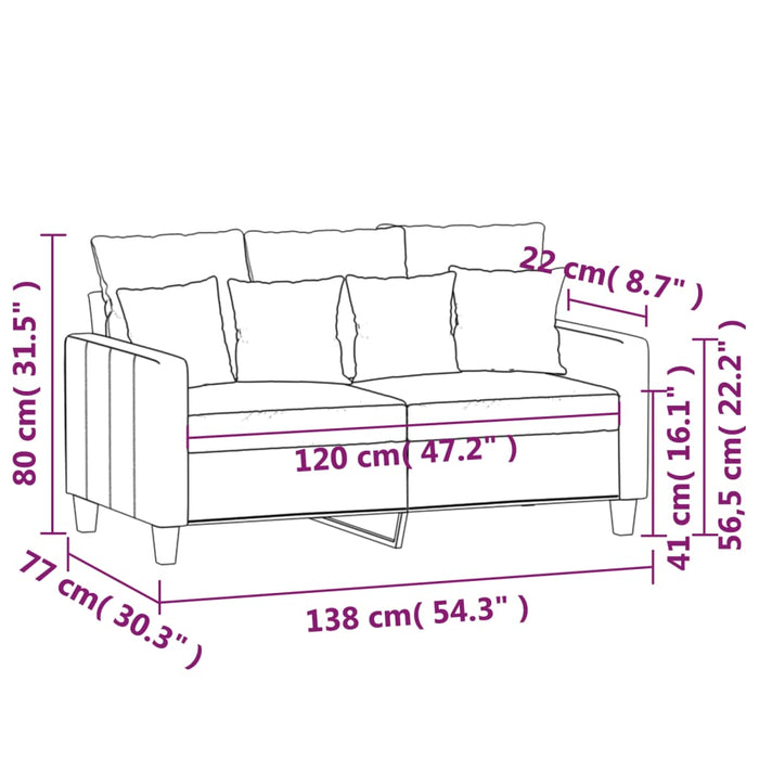 Canapea cu 2 locuri, crem, 120 cm, material textil - WALTI WALTI