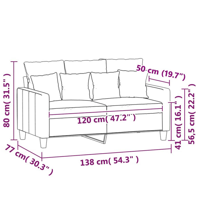 Canapea cu 2 locuri, crem, 120 cm, material textil - WALTI WALTI