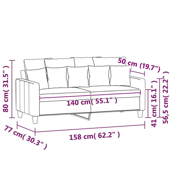Canapea cu 2 locuri, gri deschis, 140 cm, material textil - WALTI WALTI