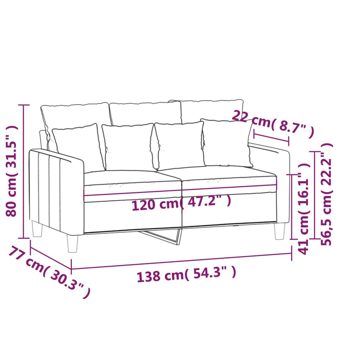 Canapea cu 2 locuri, roșu vin, 120 cm, catifea - WALTI WALTI