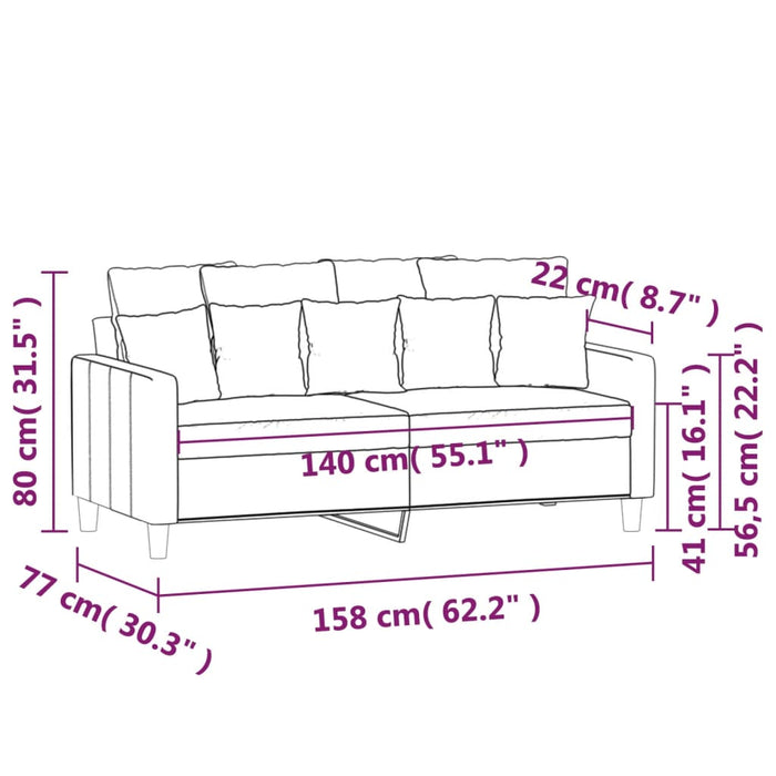 Canapea cu 2 locuri, roz, 140 cm, catifea - WALTI WALTI