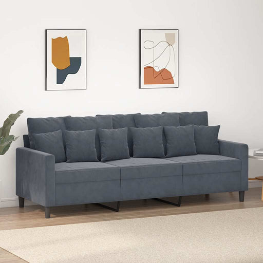 Canapea cu 3 locuri, gri închis, 180 cm, material catifea - WALTI WALTI