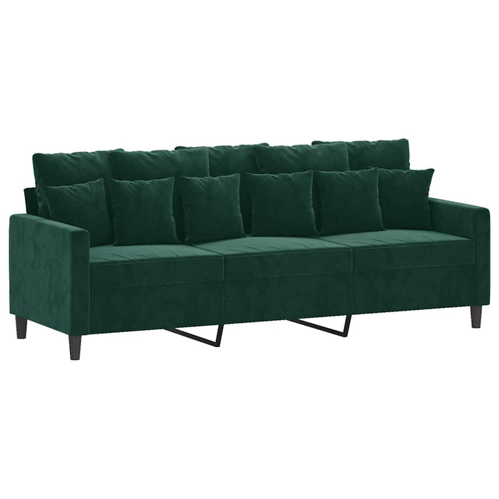 Canapea cu 3 locuri, verde închis, 180 cm, catifea - WALTI WALTI