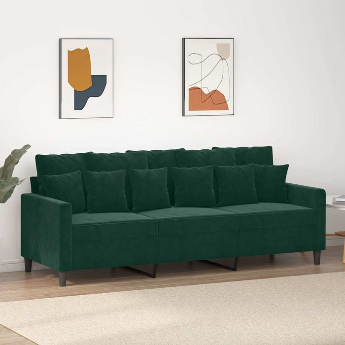 Canapea cu 3 locuri, verde închis, 180 cm, catifea - WALTI WALTI