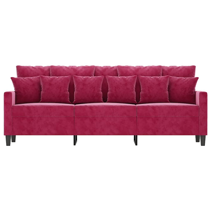 Canapea cu 3 locuri, roșu vin, 180 cm, material catifea - WALTI WALTI