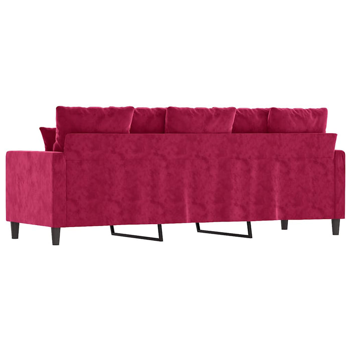 Canapea cu 3 locuri, roșu vin, 180 cm, material catifea - WALTI WALTI