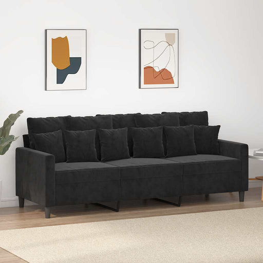 Canapea cu 3 locuri, Negru, 180 cm, catifea - WALTI WALTI