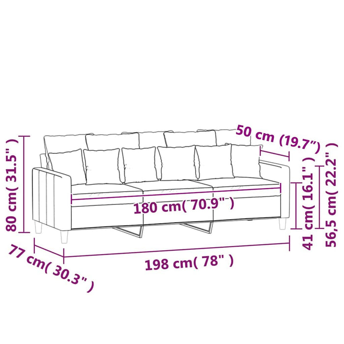 Canapea cu 3 locuri, galben, 180 cm, catifea - WALTI WALTI