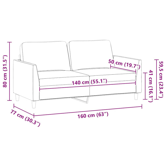 Canapea cu 2 locuri, negru, 140 cm, piele ecologică - WALTI WALTI