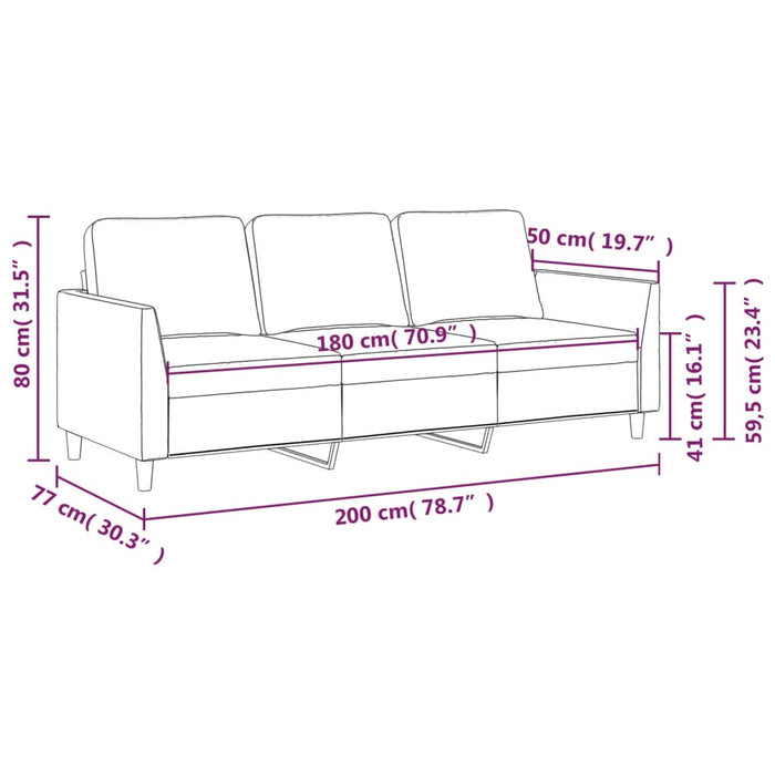 Canapea cu 3 locuri, crem, 180 cm, piele ecologică - WALTI WALTI