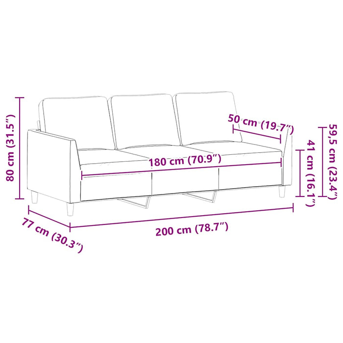 Canapea cu 3 locuri, crem, 180 cm, piele ecologică - WALTI WALTI