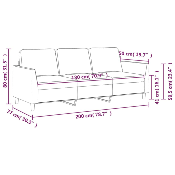 Canapea cu 3 locuri, gri, 180 cm, piele ecologică - WALTI WALTI