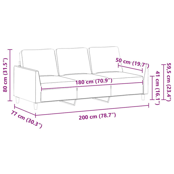 Canapea cu 3 locuri, roșu vin, 180 cm, piele ecologică WALTI