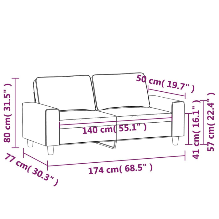 Canapea cu 2 locuri, galben deschis, 140 cm, material textil - WALTI WALTI