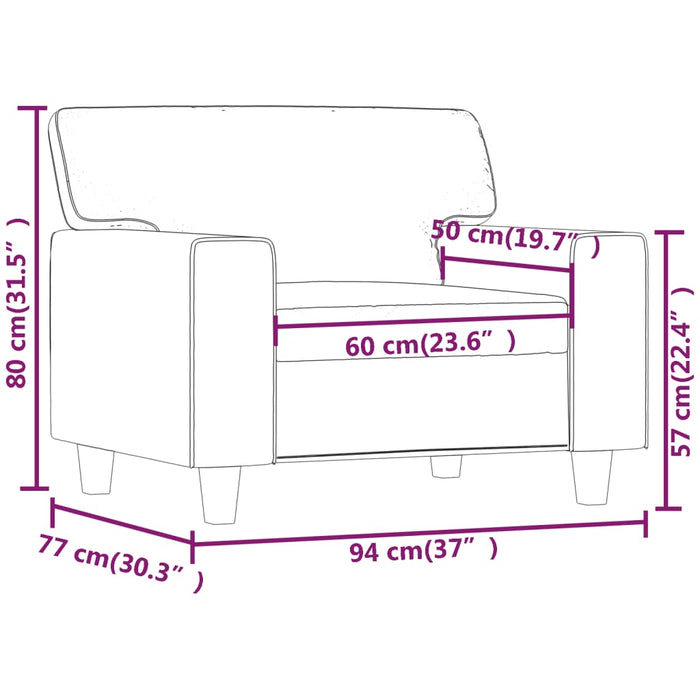 Canapea de o persoană, gri, 60 cm, piele ecologică - WALTI WALTI