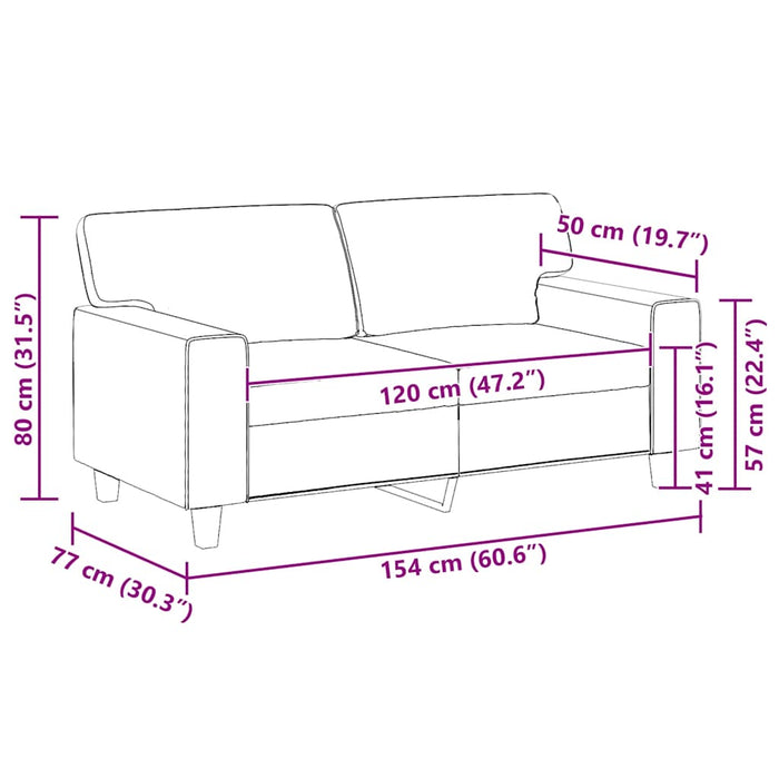 Canapea cu 2 locuri, cappuccino, 120 cm, piele ecologică - WALTI WALTI